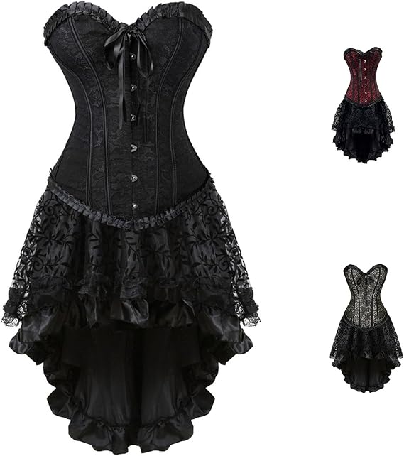 SSDH Gothic Corset Dress Women's Steampunk Dress Retro Ruffled Lace Corset