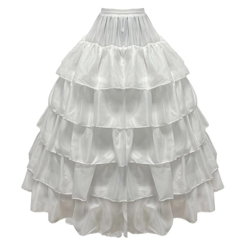 SSDH 4 Hoop Crinoline Petticoat for Women, 5 Ruffles Skirt Slips Long Underskirt for Wedding Dress Bridal Gown