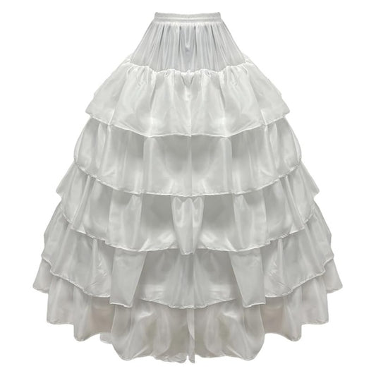 SSDH 4 Hoop Crinoline Petticoat for Women, 5 Ruffles Skirt Slips Long Underskirt for Wedding Dress Bridal Gown