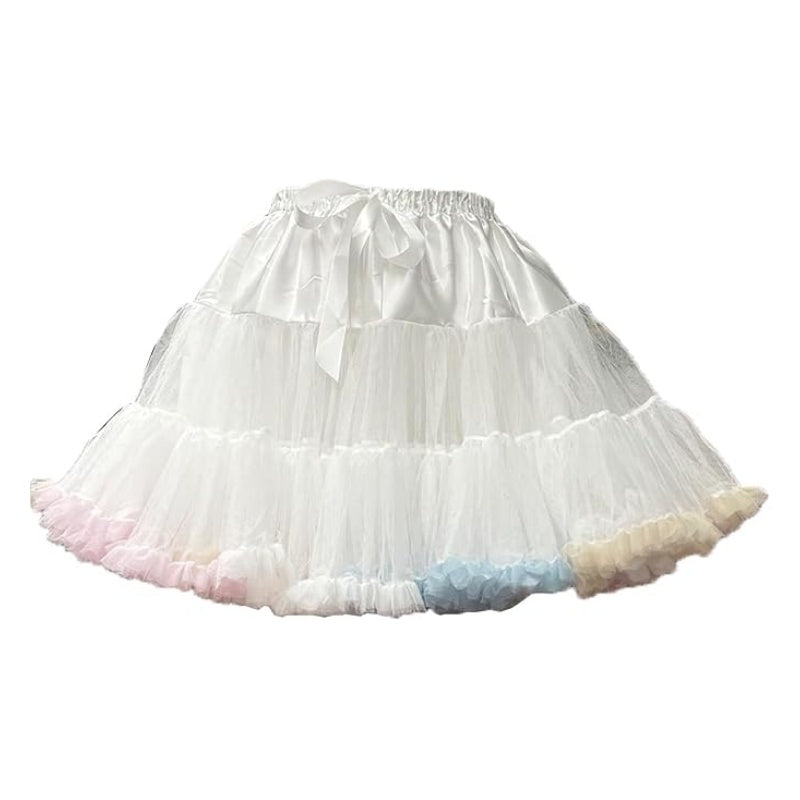 SSDH Women's Layered Tulle Petticoat Underskirt Puffy Soft Tutu Short Skirt Elastic Waist for Ballet Dance & Cosplay Party