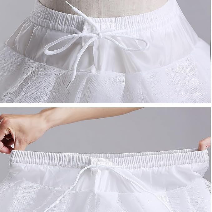 SSDH Flower Girls Petticoat Hoopless Crinoline Slips with 3 Layers, Kids Mini Wedding Flower Girl Underskirt White