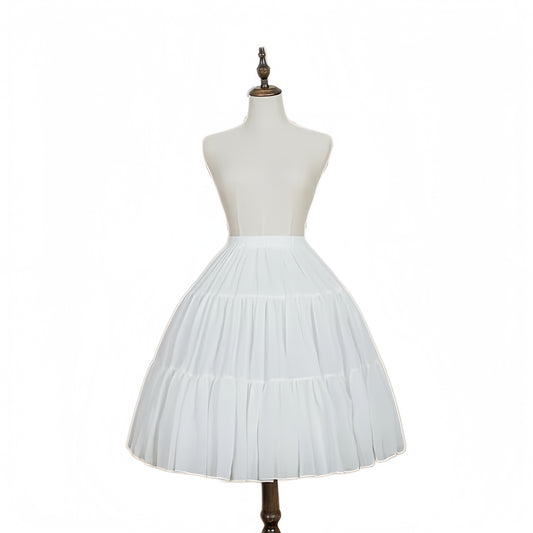 SSDH Women Crinoline Petticoat Cage 3 Hoops Skirt Chiffon Short Half Slip Underskirt for Girls Lolita Cosplay