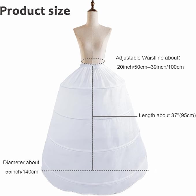 SSDH Women 4 Hoop A-line Petticoat Skirt White