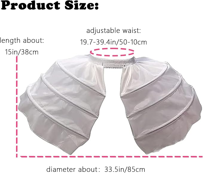 SSDH 3 Hoop Bustle Cages Skirt Victorian Rococo Dress Pannier White