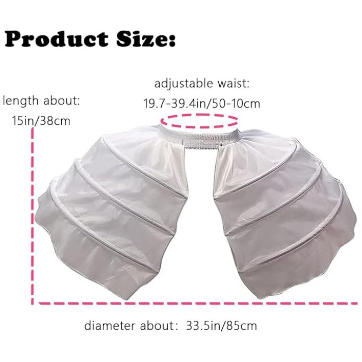 SSDH 3 Hoop Bustle Cages Skirt Victorian Rococo Dress Pannier White