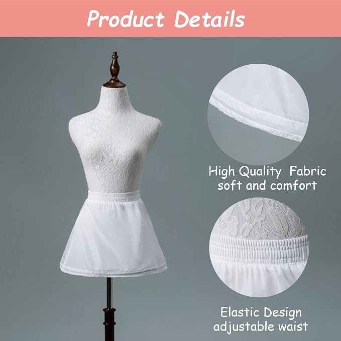 SSDH Girls Petticoat Wedding Flower Girls Underskirt Hoop Wedding Dress Lining Ballet Skirt A Line Crinoline for Women White