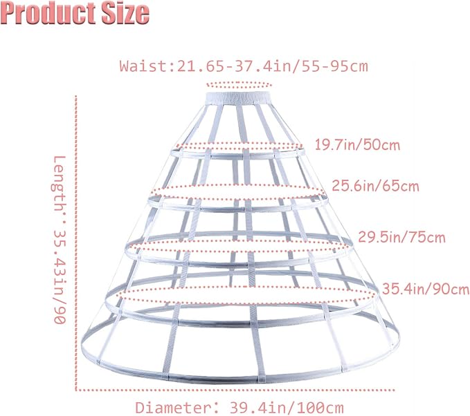 SSDH 5Hoops Bustle Victorian Petticoat for Women Wedding Dress