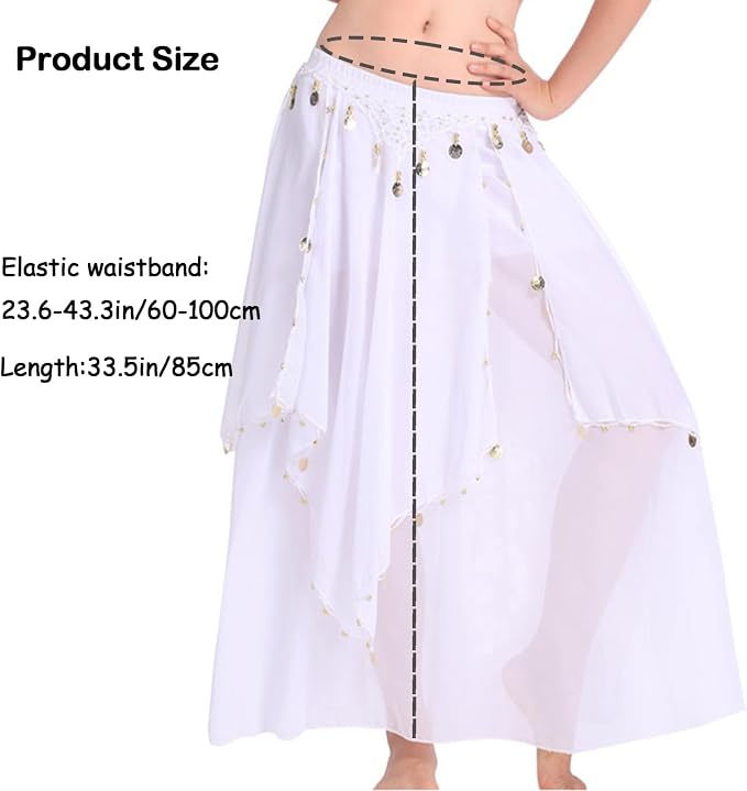 SSDH Belly Dance Chiffon Skirt with Gold Coins Belly Dancer Dancing Costume for Women Dance Performance Outfit