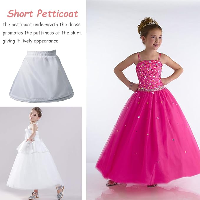 SSDH Girls Petticoat Wedding Flower Girls Underskirt Hoop Wedding Dress Lining Ballet Skirt A Line Crinoline for Women White