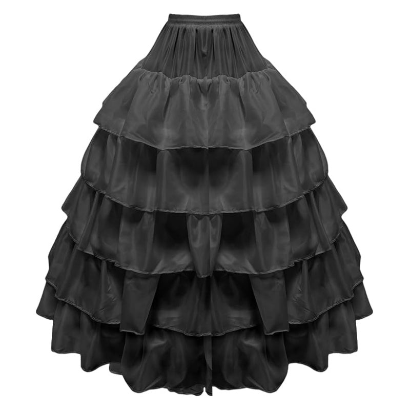 SSDH 4 Hoop Crinoline Petticoat for Women, 5 Ruffles Skirt Slips Long Underskirt for Wedding Dress Bridal Gown