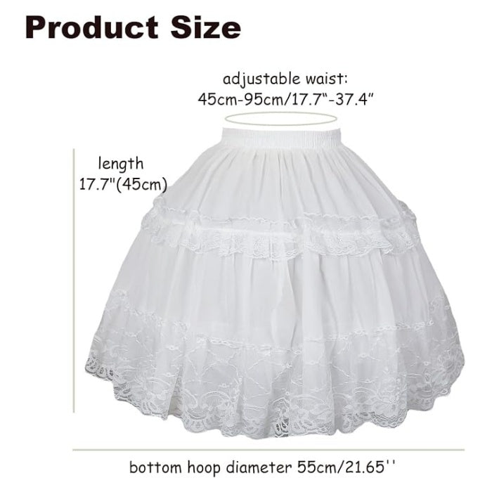 SSDH Women 2 Hoops Crinoline Short Lolita Petticoat White