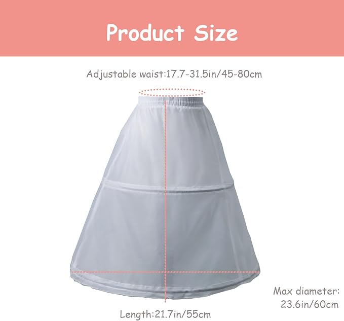 SSDH Girls Petticoat Wedding Flower Girls Underskirt Hoop Wedding Dress Lining Ballet Skirt A Line Crinoline for Women White