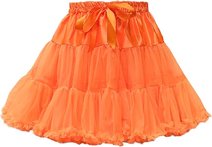 SSDH Women's Layered Puffy Petticoat Skirt, Elastic Waist Soft Tutu Tulle Skirt for Ballet Lolita Cosplay