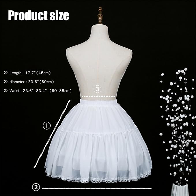 SSDH Women Chiffon Short Crinoline Petticoat Cage 2 Hoops Skirt