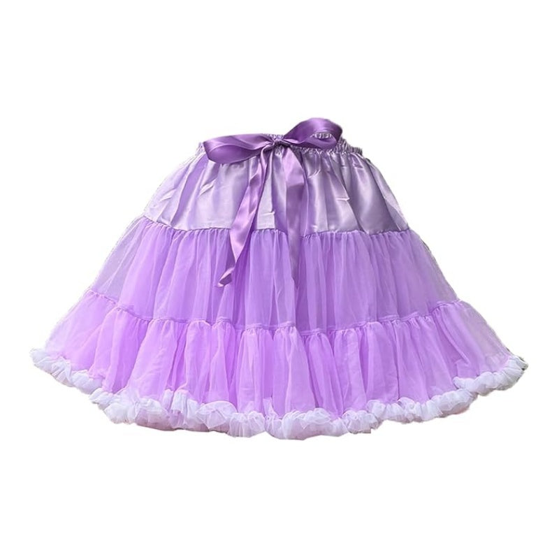 SSDH Women's Layered Tulle Petticoat Underskirt Puffy Soft Tutu Short Skirt Elastic Waist for Ballet Dance & Cosplay Party