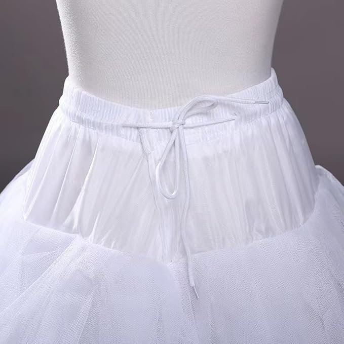 SSDH Women's Long Tulle Skirts, Elastic High Waist A-Line Layered Tutu Mesh Flowy Skirt for Wedding Prom Party White