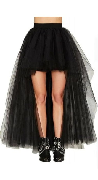 SSDH Tulle Long Petticoat Rockabilly 3 Layers High Low Woman Tutu Skirt Underskirt Slips Lolita Petticoat