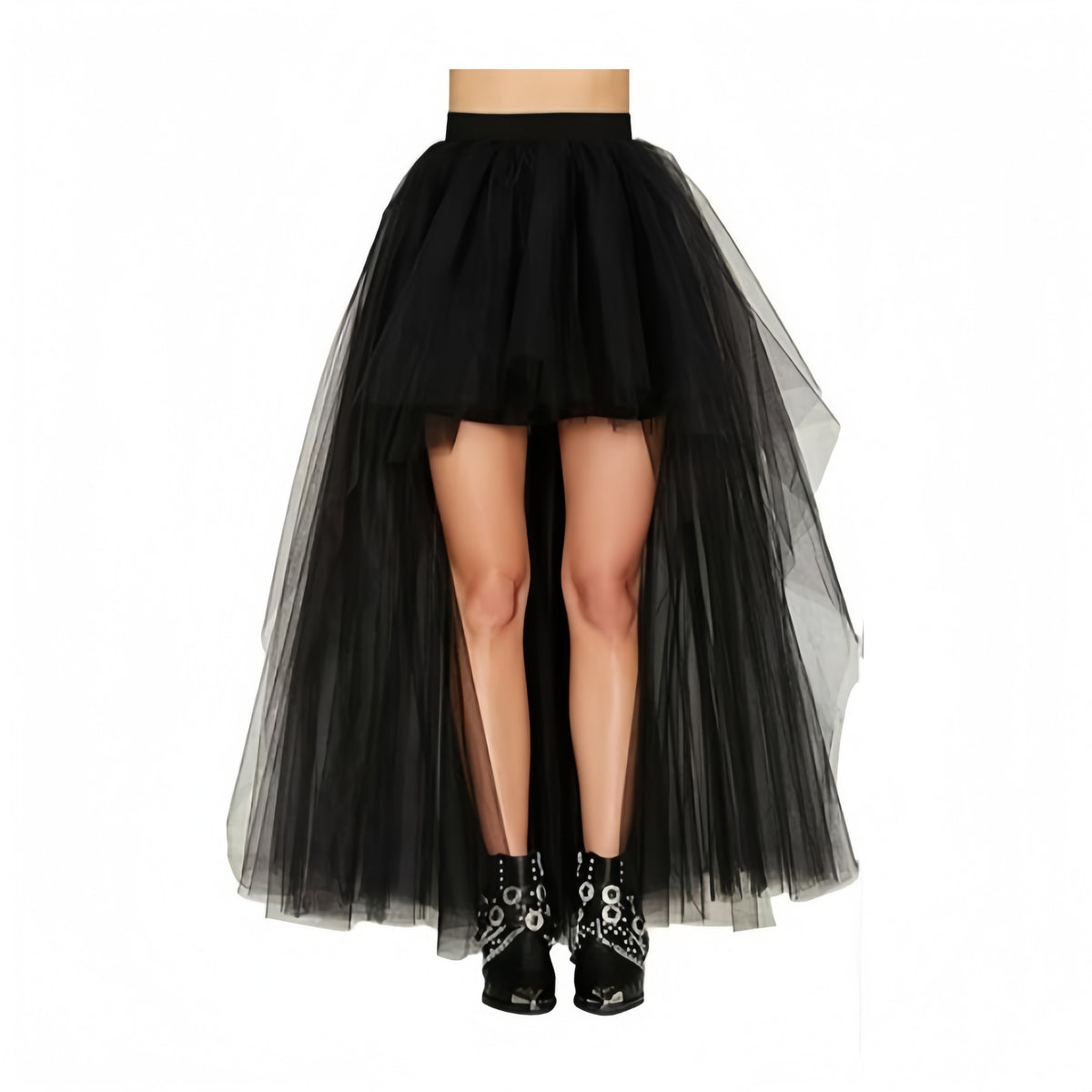 SSDH Tulle Long Petticoat Rockabilly 3 Layers High Low Woman Tutu Skirt Underskirt Slips Lolita Petticoat