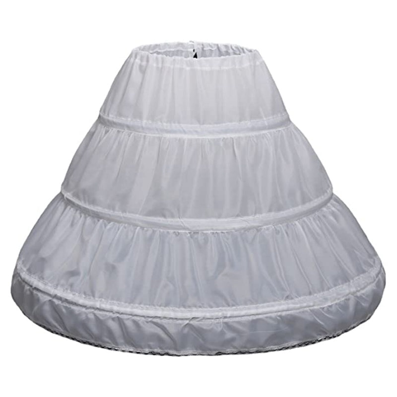 SSDH Children Princess Skirt Petticoat Girls Wedding Dress with Hoop Skirts Accessories Drawstring Adjustable Waist Lining White