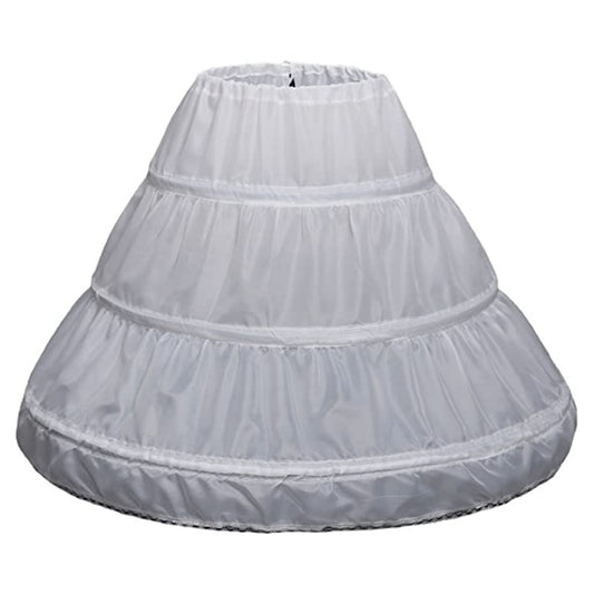SSDH Children Princess Skirt Petticoat Girls Wedding Dress with Hoop Skirts Accessories Drawstring Adjustable Waist Lining White