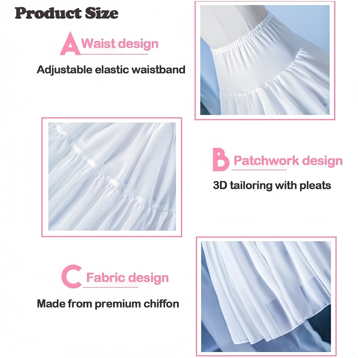 SSDH Women Crinoline Petticoat Cage 2 Hoops Cage Skirt Chiffon Short Half Slip Underskirt for Girls Lolita Cosplay