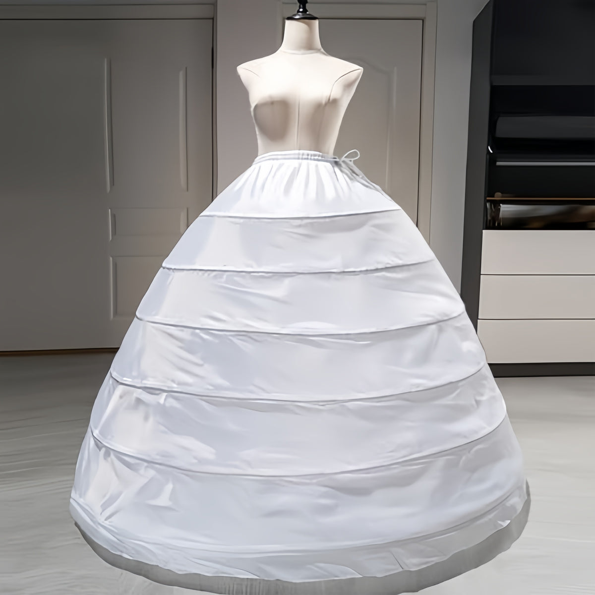SSDH Women 6 Hoops Petticoat Skirt A-line Crinoline Slips Long Underskirt for Wedding Dress Bridal Gown