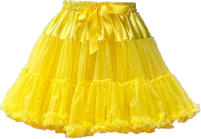 SSDH Women's Layered Puffy Petticoat Skirt, Elastic Waist Soft Tutu Tulle Skirt for Ballet Lolita Cosplay