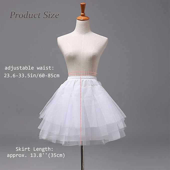 SSDH Flower Girls Petticoat Hoopless Crinoline Slips with 3 Layers, Kids Mini Wedding Flower Girl Underskirt White