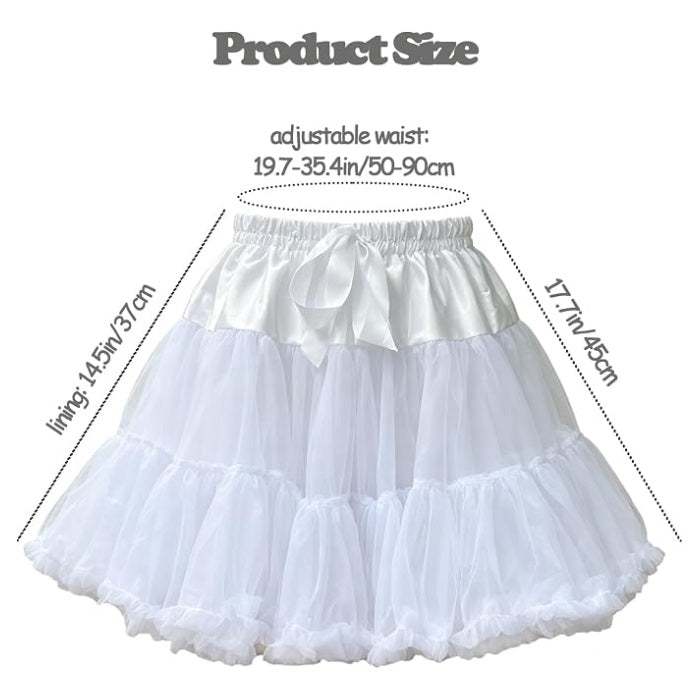 SSDH Women's Layered Puffy Petticoat Skirt, Elastic Waist Soft Tutu Tulle Skirt for Ballet Lolita Cosplay