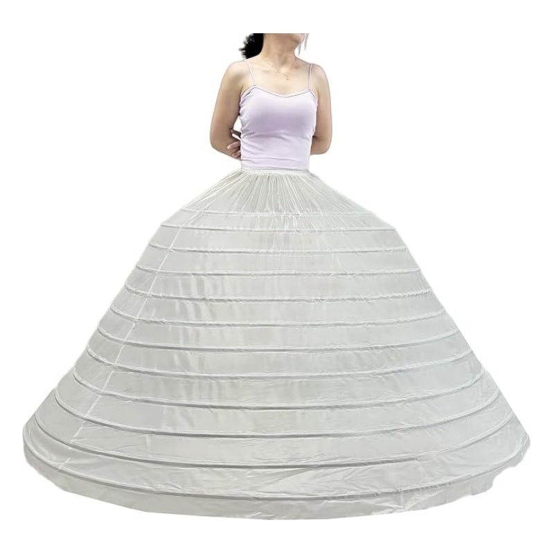 SSDH Women's Hoops Petticoat Crinoline Underskirt, A-Line Floor-Length Adjustable Waist Slip for Wedding Dress