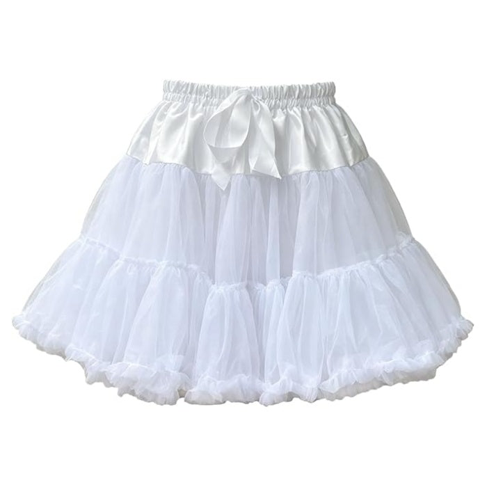 SSDH Women's Layered Puffy Petticoat Skirt, Elastic Waist Soft Tutu Tulle Skirt for Ballet Lolita Cosplay