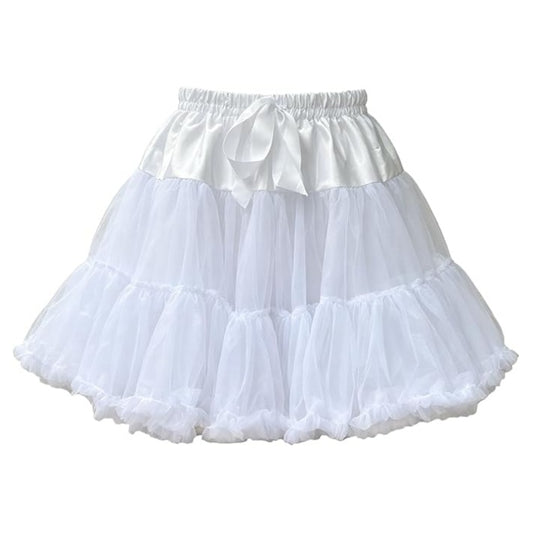 SSDH Women's Layered Puffy Petticoat Skirt, Elastic Waist Soft Tutu Tulle Skirt for Ballet Lolita Cosplay