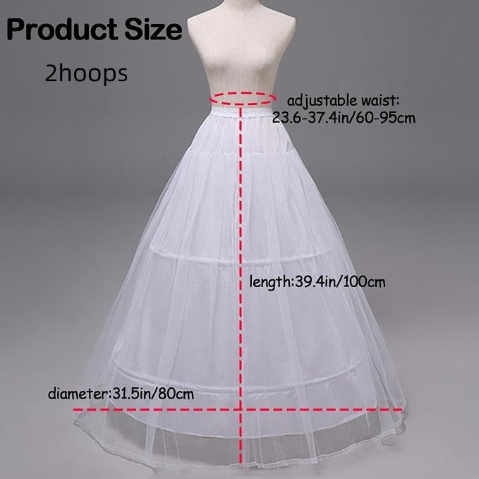 SSDH Women Puffy Hoops Crinoline Petticoat 1 Tulle Layers Skirt Slips Long Underskirt for Wedding Dress Bridal Gown