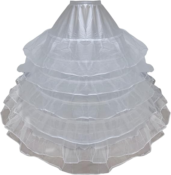SSDH Petticoat for Women 6 Hoop Skirt Half Slips Tulle Crinoline Underskirt for Wedding Dress Floor Length