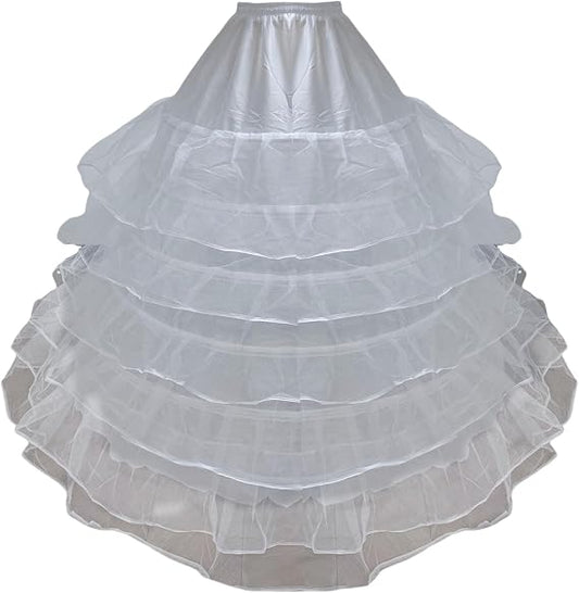 SSDH Petticoat for Women 6 Hoop Skirt Half Slips Tulle Crinoline Underskirt for Wedding Dress Floor Length