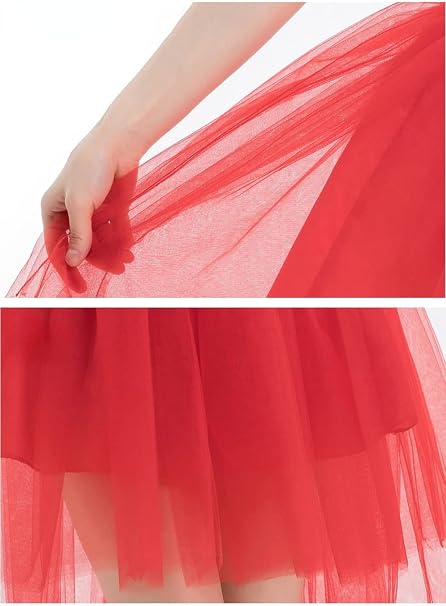 SSDH Tulle Long Petticoat Rockabilly 3 Layers High Low Woman Tutu Skirt Underskirt Slips Lolita Petticoat