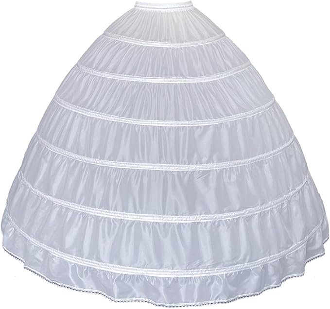 SSDH 6 Hoops Crinoline Petticoat for Women, A-line Skirt Slips Long Underskirt for Wedding Dress Bridal Gown