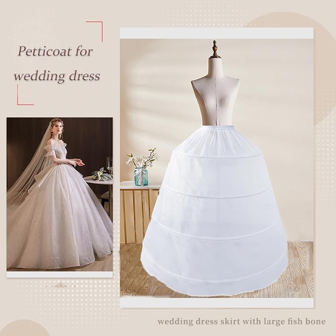 SSDH Women 4 Hoop A-line Petticoat Skirt White
