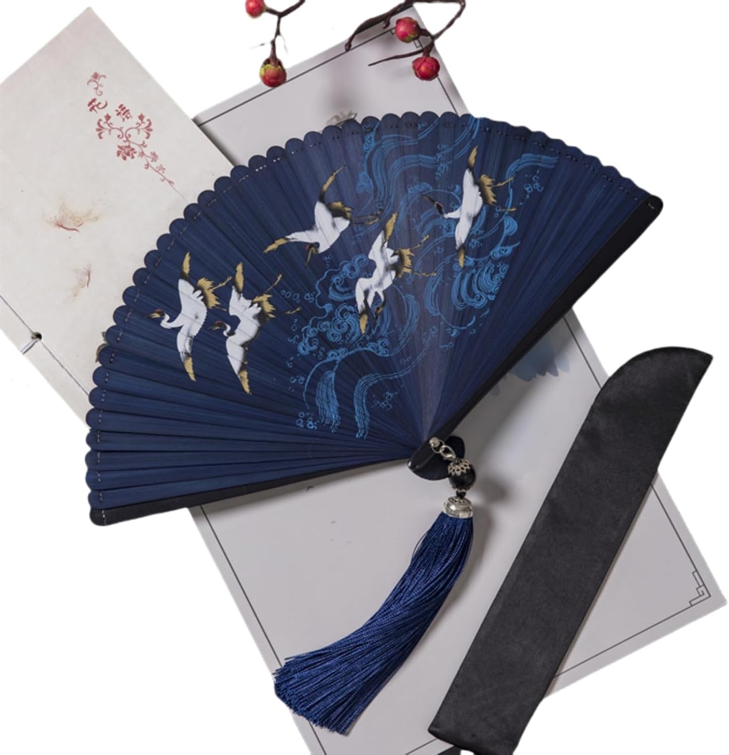 SSDH Bamboo Foldable Hand Fan, Handheld Folding Fan for Women