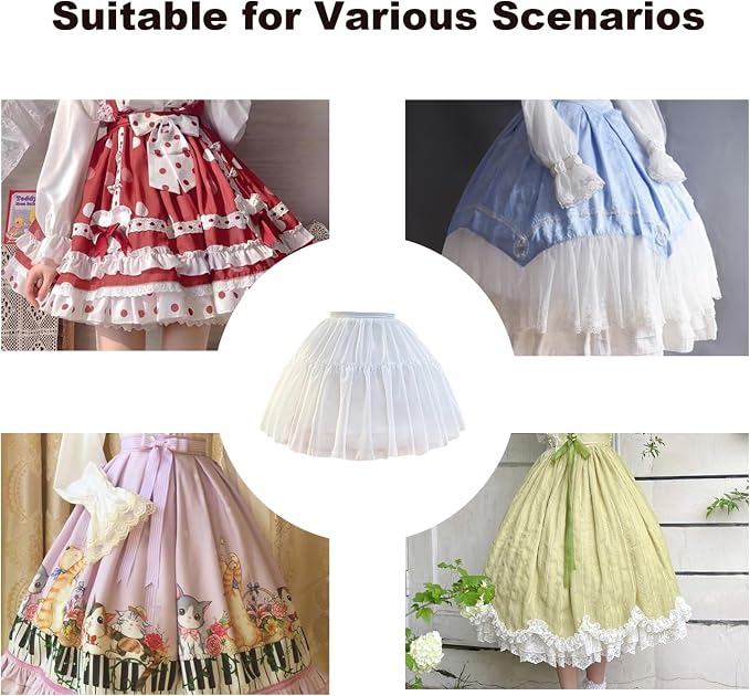 SSDH Women Chiffon Short Crinoline Petticoat Cage 2 Hoops Skirt