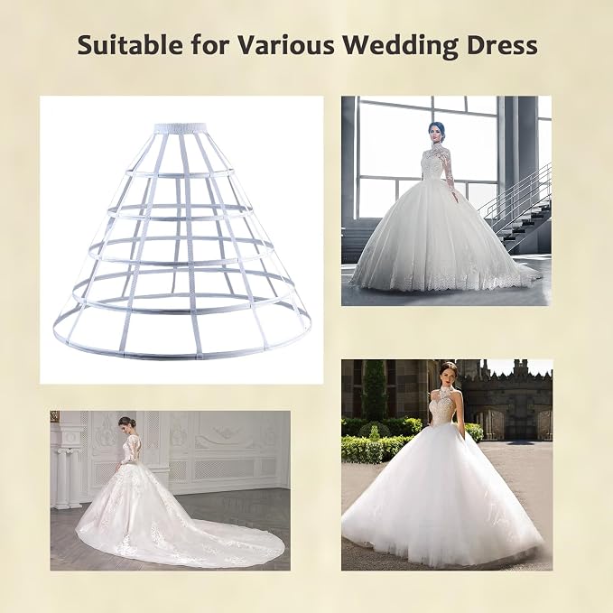 SSDH 5Hoops Bustle Victorian Petticoat for Women Wedding Dress