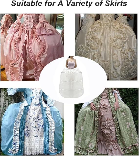 SSDH Women's Elizabeth Rococo Double Side Petticoat Crinoline Pannier for Victorian Prom Medieval Dress White