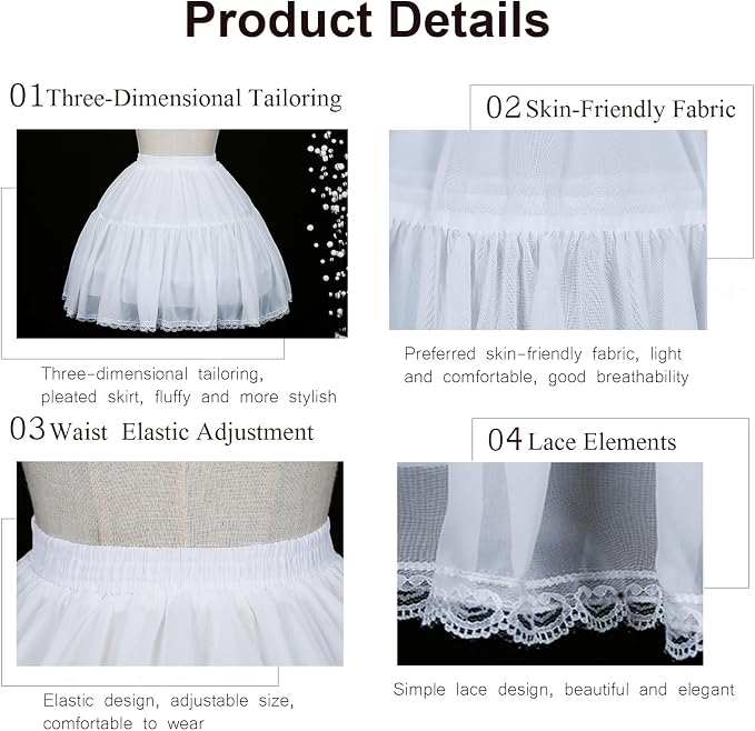 SSDH Women Chiffon Short Crinoline Petticoat Cage 2 Hoops Skirt