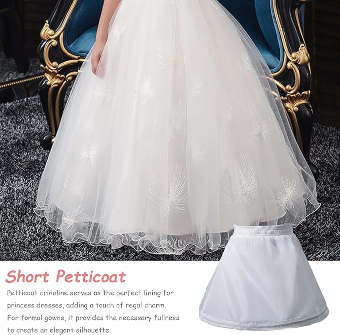 SSDH Girls Petticoat Wedding Flower Girls Underskirt Hoop Wedding Dress Lining Ballet Skirt A Line Crinoline for Women White