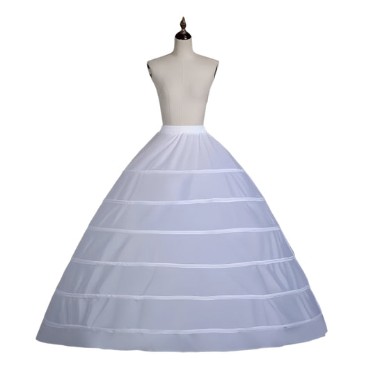 SSDH Women 6 Hoops Petticoat Skirt A-line Crinoline Slips Long Underskirt for Wedding Dress Bridal Gown
