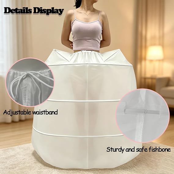 SSDH Women's Elizabeth Rococo Double Side Petticoat Crinoline Pannier for Victorian Prom Medieval Dress White