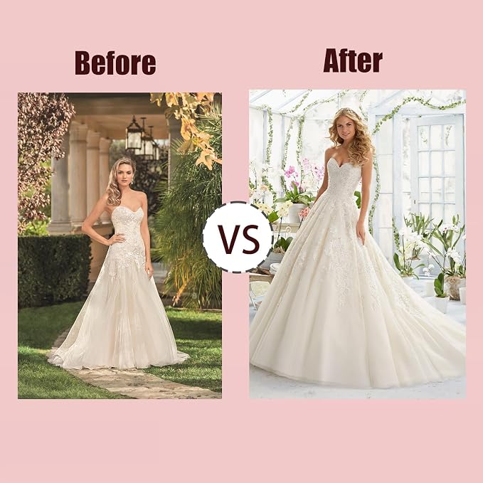 SSDH 4 Hoop Crinoline Petticoat for Women, 5 Ruffles Skirt Slips Long Underskirt for Wedding Dress Bridal Gown