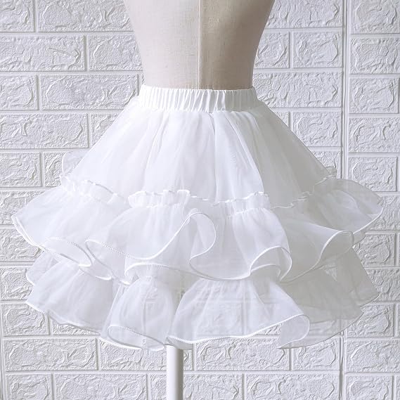 SSDH Crinoline Half Slips White Hoopless Puffy Skirt Under Skirt for Girls Kids Wedding Dress Long Dress