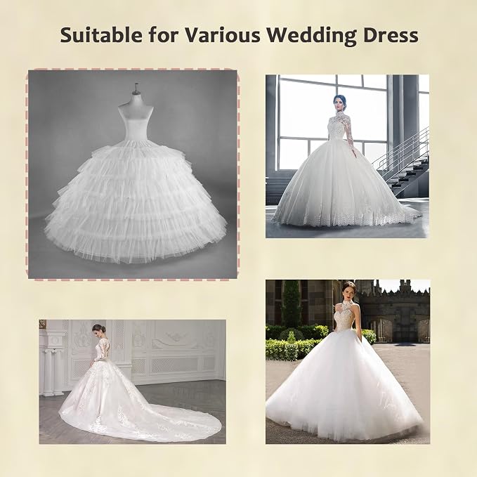 SSDH 6 Hoops Puffy Crinoline Petticoat with Adjustable Waist for Women