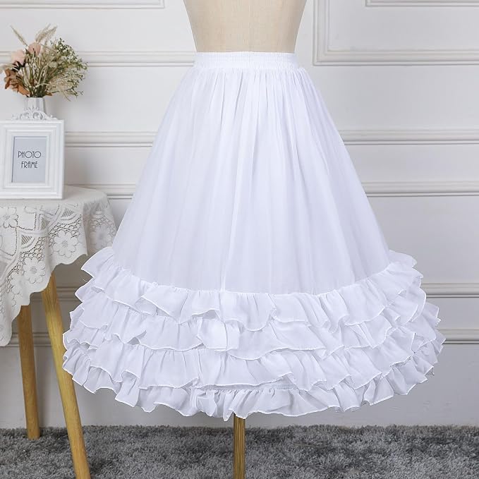 SSDH Women Crinoline Petticoat Cage 2 Hoops Skirt Short Half Slip Underskirt for Girls Lolita Cosplay Wedding Bridal Dress